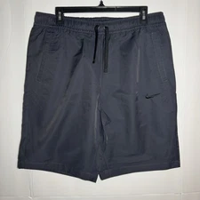 Nike Boys XL Charcoal Gray Woven Shorts Elastic Waist Drawstring Cotton Nylon