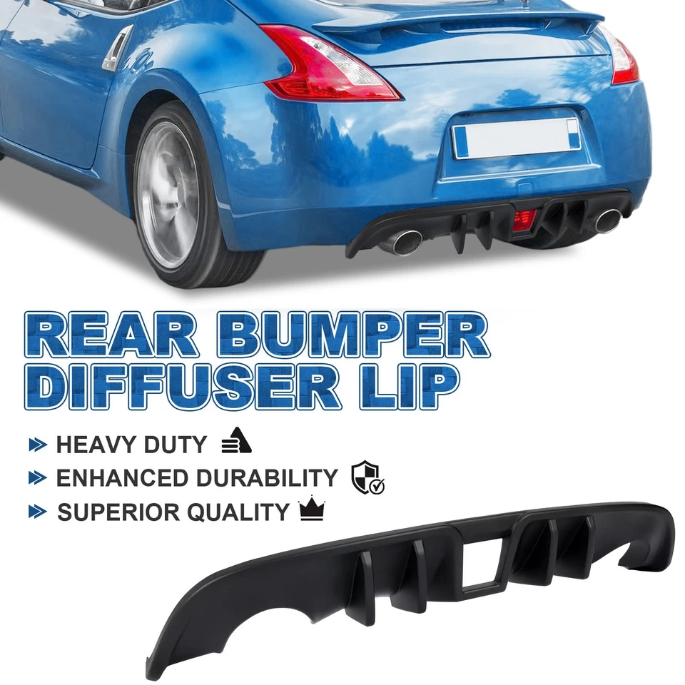 For Nissan 370Z 2009-2020 Matte Black Rear Bumper Lip Lower Valance Diffuser ABS - Image 2 of 4