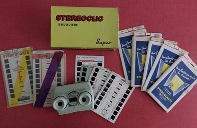 Stereoskop Stereoclic Super + 35 Stereokarten Heide. 3D Viewer.