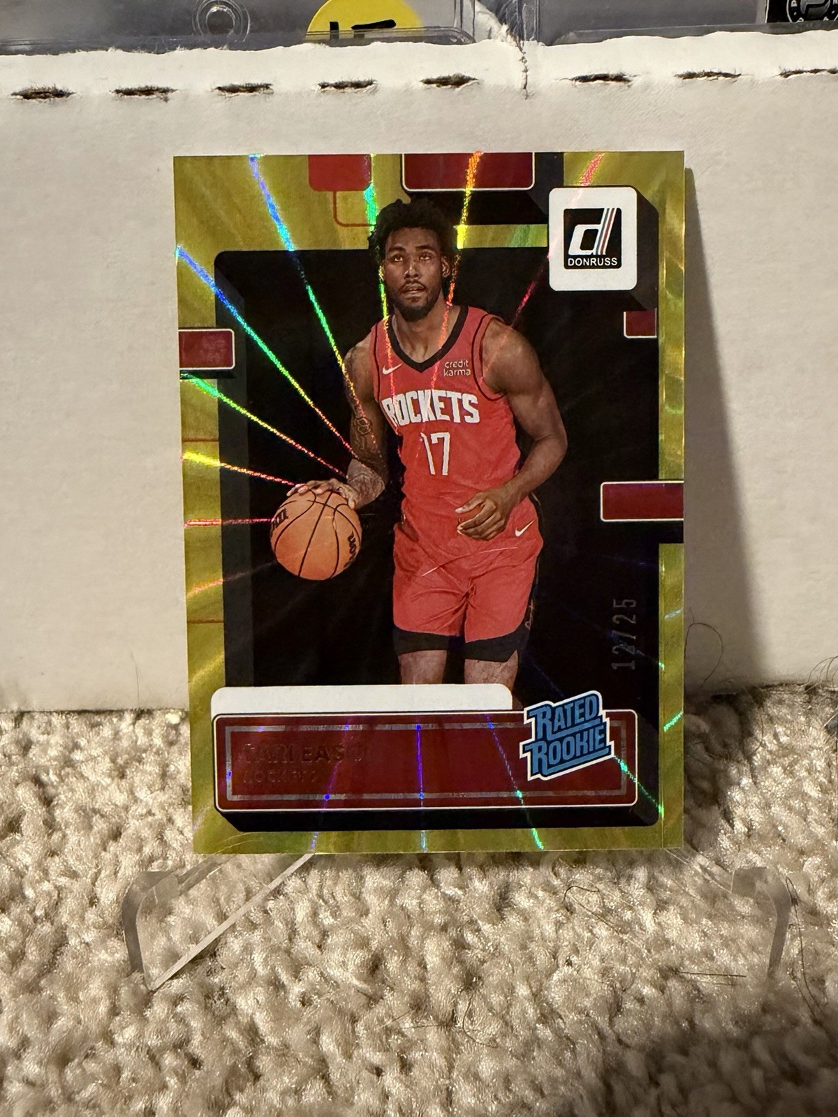 Tari Eason 2022-23 Panini Donruss Rated Rookie Gold Laser #/25 Rockets RC