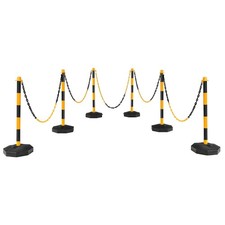 Costway 6 Pack Traffic Delineator Poles 34" Barrier w/5FT Chains & Fillable Base