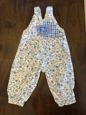 Rare Vintage Oshkosh Teacup Overalls 90s Y2K Blue And White 18 Months