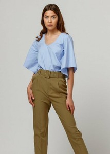 Dettagli Su Clp Donna Casacca Blusa Carta Da Zucchero Manica Svasata Dettaglio Fiocco Dietro