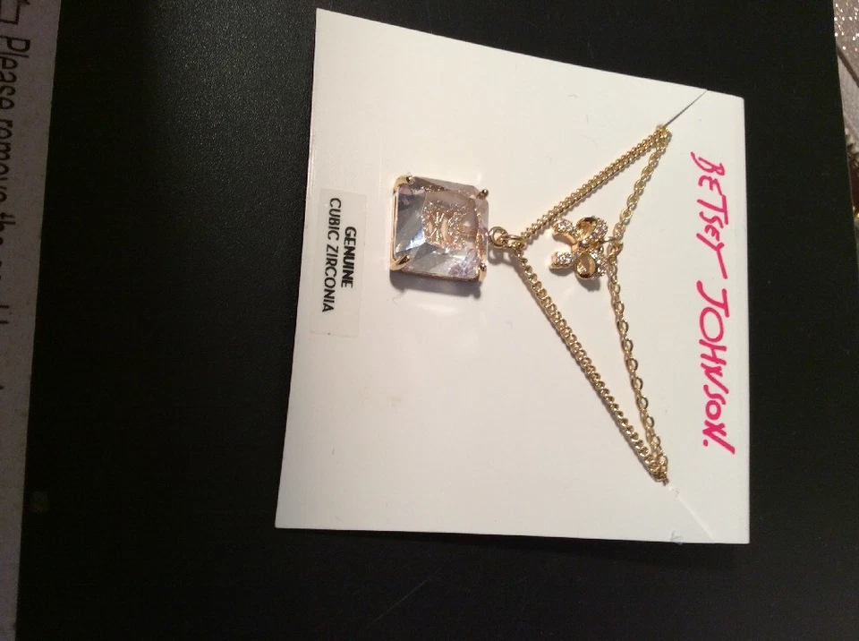 $38 Betsey Johnson Mini Circonita cúbica Gato Oro Corazón Colgante Collar q21A Foto 3 de 4