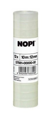 12 x Nopi Klebefilm Klebeband 57881 transparent, 12 mm x 10 m