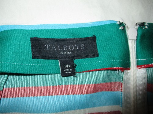 Damen Talbots bunt blau grün rot gelb gestreift Bleistiftrock 14P Petites - Bild 4 von 5