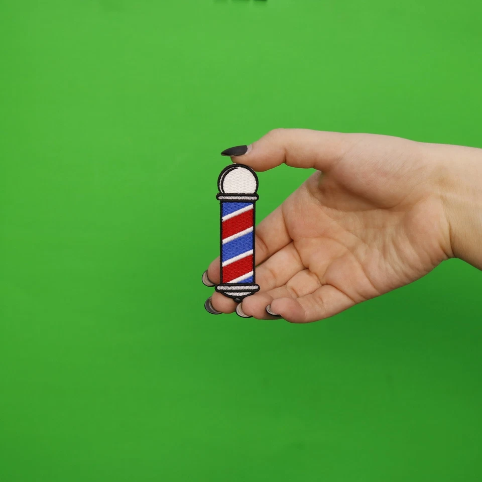 Barber Shop Pole Emoji Embroidered Iron On Patch - Image 2 of 3