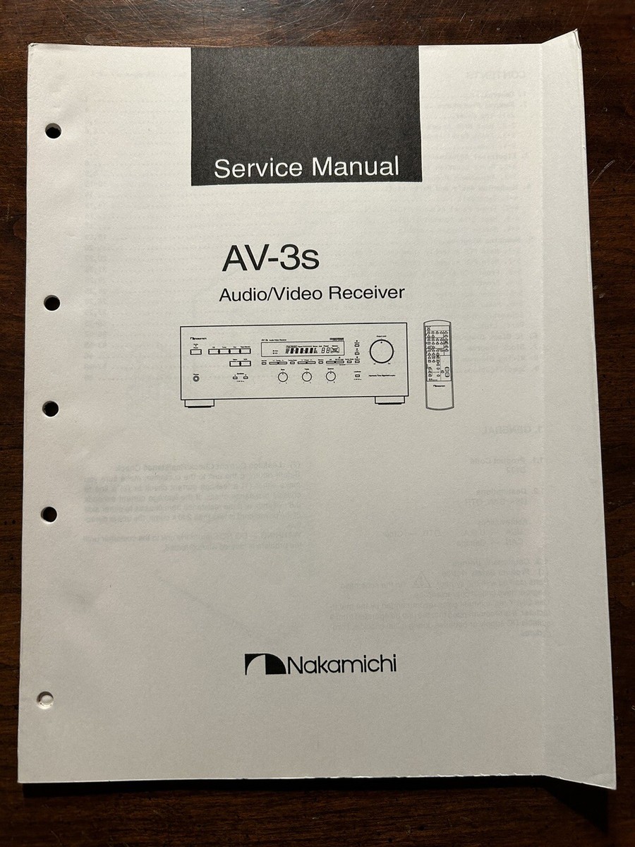 Nakamichi AV-3s Audio Video AV Receiver Service Manual Original