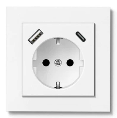 IMABO Steckdose mit USB-A & USB-C max. 3.400 mA passend für GIRA 55 Reinweiß glänzend