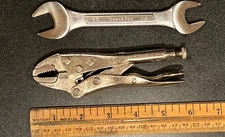 2pcs - Vintage Benchtop Drop Forged Double Open Ended Wrench 15mm-14mm - Taiwan