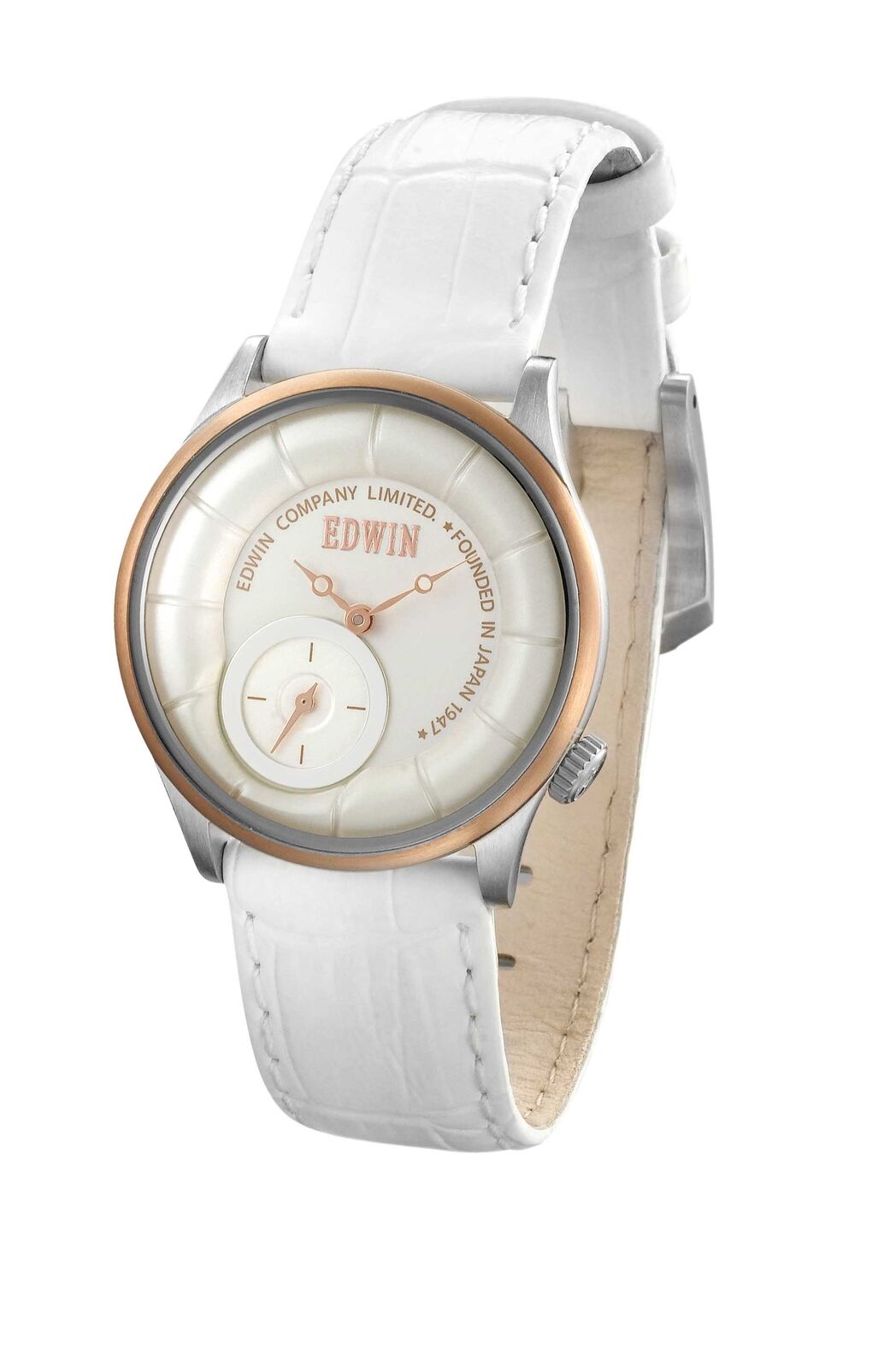 Edwin VINTAGED Women's 3 Hand Watch, Stainless Steel Case with Genuine Leather