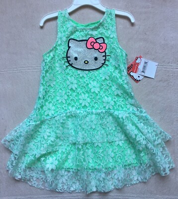 Hello Kitty Spring Mint Sleeveless Lace Dress, Size 5, Mint Green, Lined EASTER