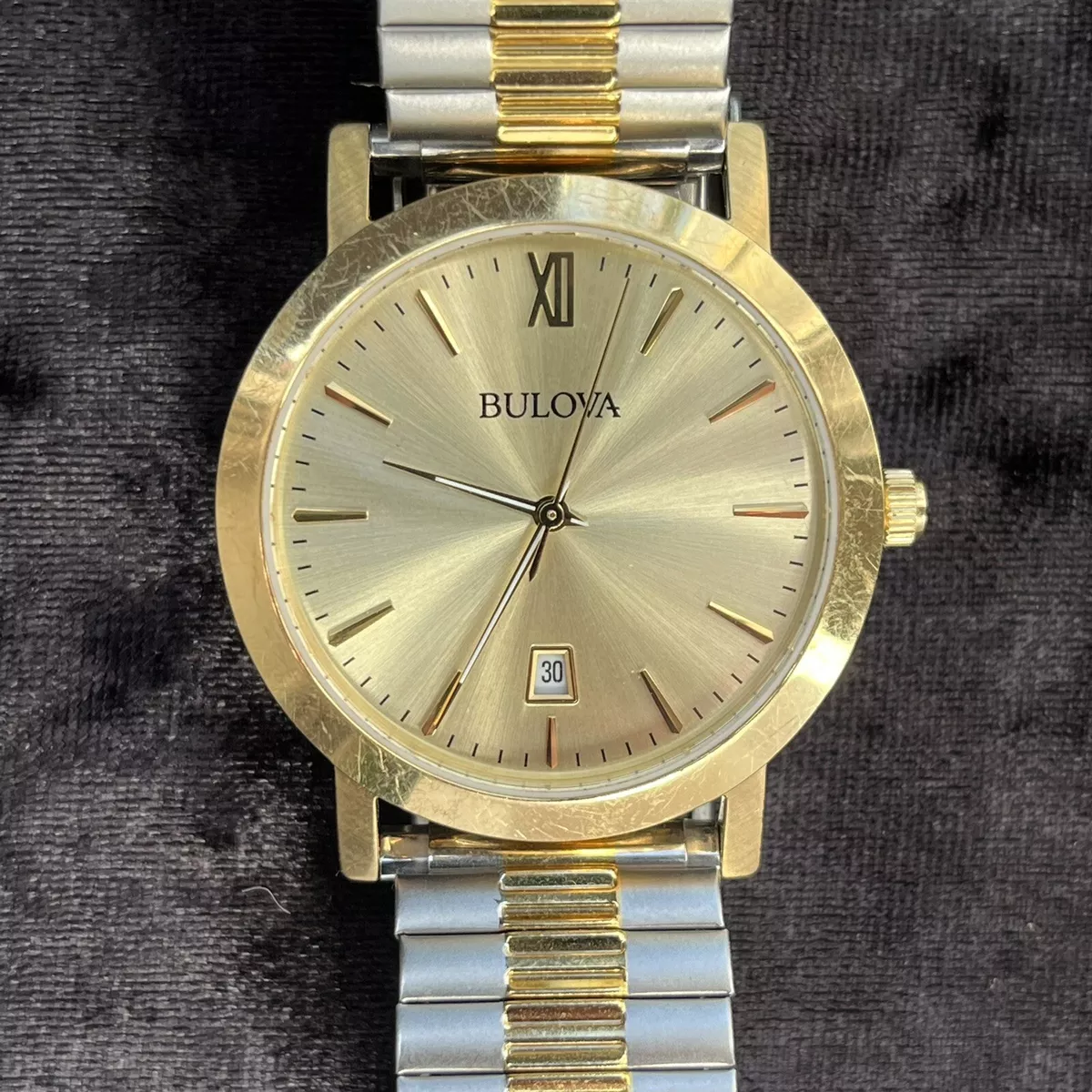 Bulova 97B135 Men s Gold Tone Champagne Dial Stainless Steel Two Tone Band Watch