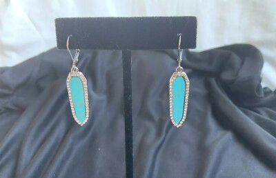 Earrings Turquoise Crystal Rhinestones dangle Fishhook Fashion Jewelry