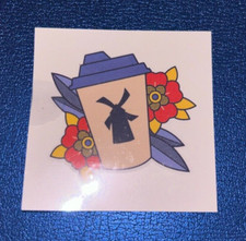 DUTCH BROS TATTOO Drop for June 28th 2024 Coffee Cup Windmill Flowers Red Blue