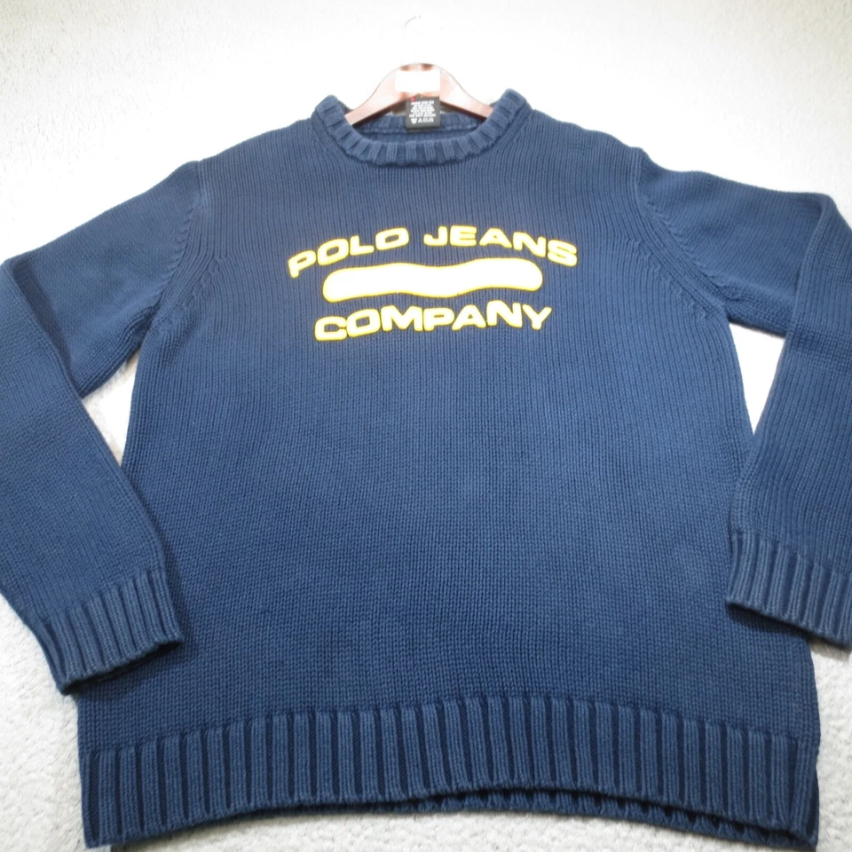 ВИНТАЖНЫЙ Polo Ralph Lauren свитер ребро вязаный рыбак логотип с надписью толщиной Y2K - Изображение 3 из 4