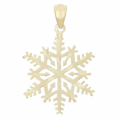 14k Gelbgold Winter Schneeflocke Charm Anhänger 1,5 Gramm
