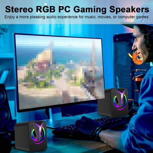 3.5mm Stereo Bass Sound Computer Speakers Plug and Play Wired for Laptop Desktop - Picture 4 of 11
