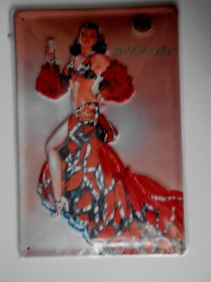B A C A R D I - Frau  Reklame-Blechschild 30 x 20 cm in OVP