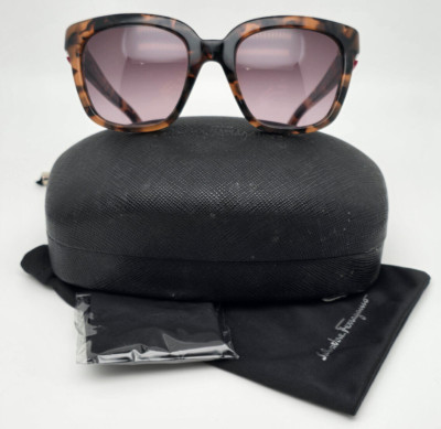 Salvatore Ferragamo SF782S 214 Havana Frame Purple Lens Sunglasses w/ Case Italy