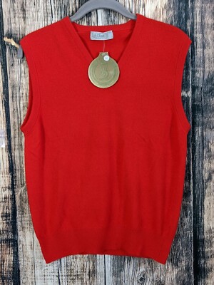 VTG Cashmere Lyle & Scott Sweater Vest Adult 36 Red Golf Scotland Preppy Classic