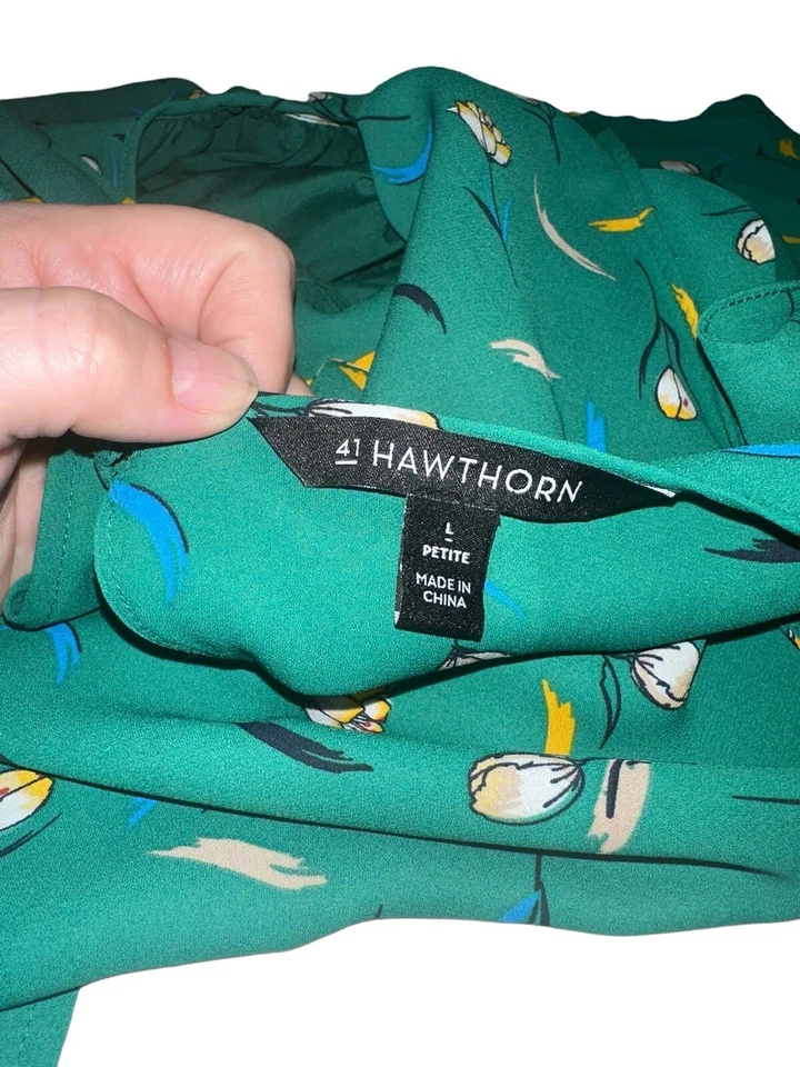 Vestido 41 HAWTHORN Medianoche Detalle Vieira Talla Pequeña LP Verde Floral Espalda Abierta Foto 4 de 4