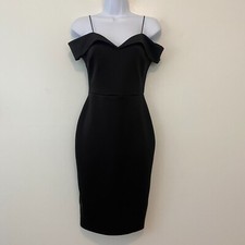 Asos Black Bodycon Dress Off Shoulder Womens US 4