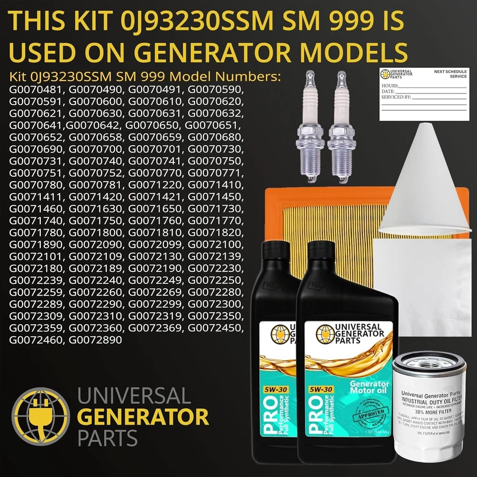 Universal Maintenance Kit for Generac 20Kw-22Kw Air Cooled