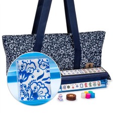 American Mahjong Chinoise II Floral Blue Rack...