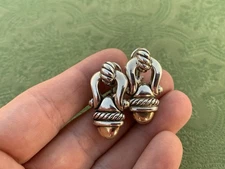 David Yurman Sterling Silver 14K Gold Cable Acorn Drop Earrings