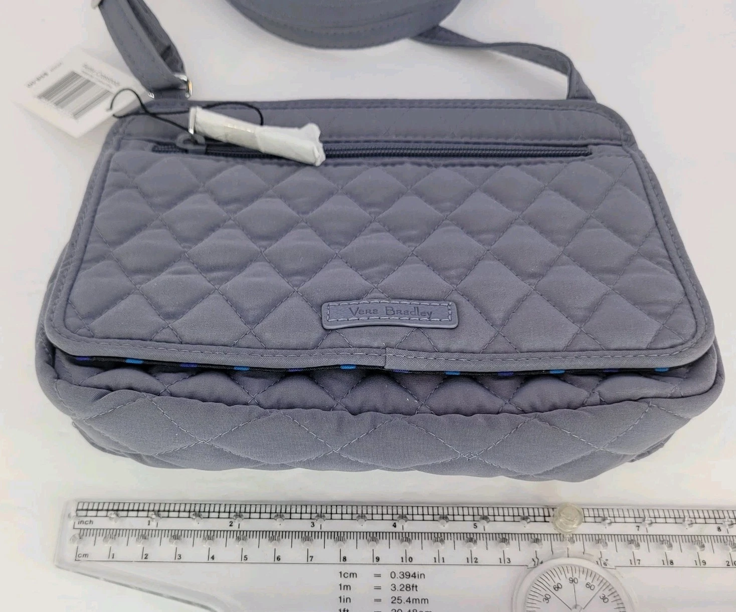 Borsa a tracolla Vera Bradley grigio carbonio tinta unita trapuntata Petite mini borsa 15919 158