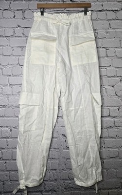 Dissh Isla White 100% Linen Shell Lightweight Cargo Pants New Size US 6 AU 10