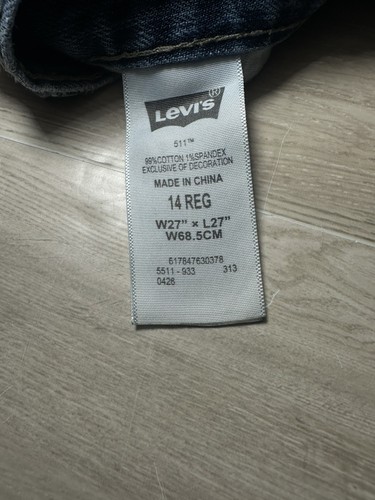 Levi’s 511 Slim Jeans Boys 14 Regular Blue Wash Denim Straight - Picture 12 of 14