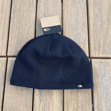 The North Face mens Unisex Navy Blue fleece lined mountain beanie hat one size