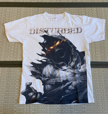 Disturbed Band Shirt L White Asylum Graphic Tee Music Heavy Metal Rock