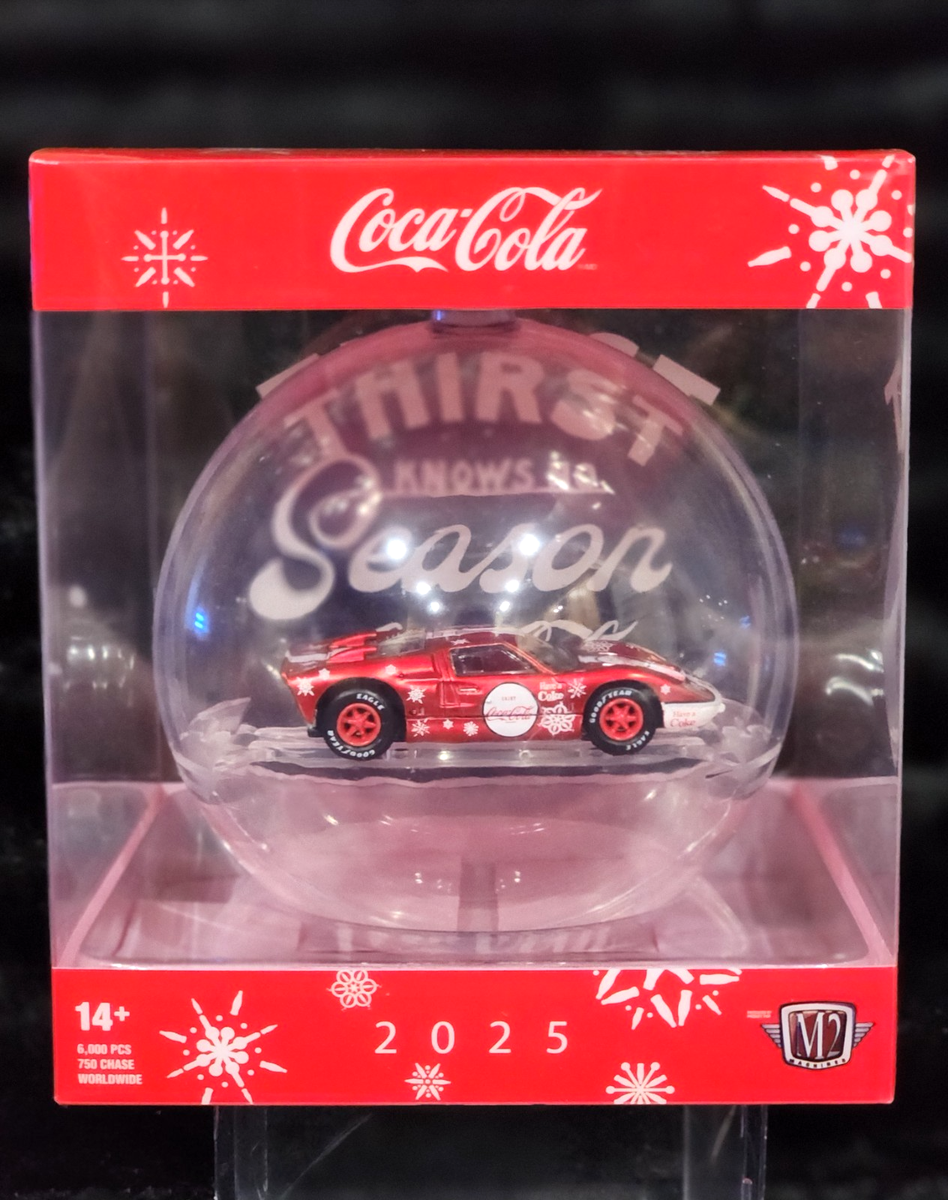 M2 Machines 2025 Coca-Cola Christmas Ornament 1966 Ford GT40 MKII