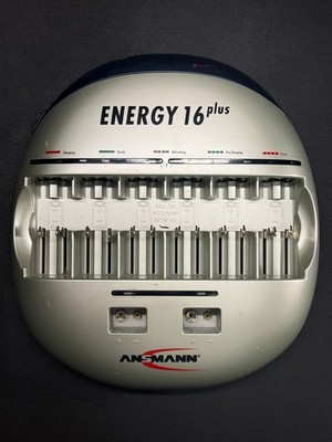 Ansmann ENERGY 16 Plus NiMH NiCd Battery Charger 16-Slot AA AAA C D 9V USB