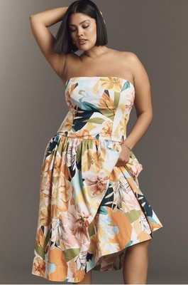 Anthropologie Drop Waist Midi Dress Sz MP Orange Pattern | eBay Anthropologie Drop Waist Midi Dress Sz MP Orange Pattern | eBay