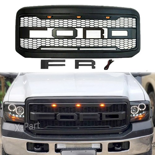 Front Grill For Ford 2005-2007 F250 F350 Super Duty Raptor Style W/letter & Led