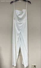 White House Black Market Women's Ecru Strapless Split Leg Jumpsuit NWT Sz 4