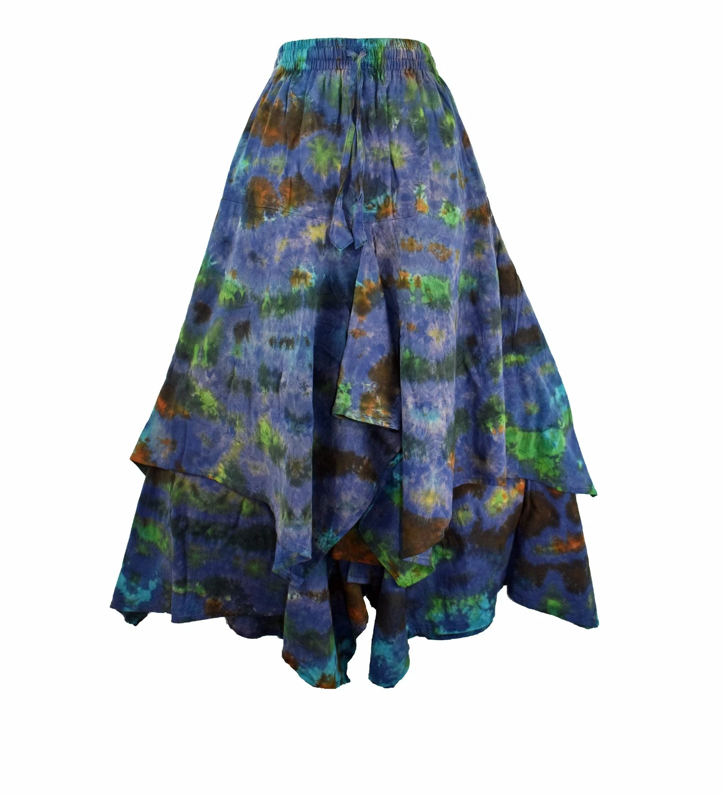 New Fair Trade Tie Dye Pixie Hem Skirt 10 12 14 16 18 20 22 24 26 28 30 Hippy