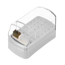 2 in 1 Nail Drill Bit Holder Case with Adhesive Backed Cleaning Brush, Gray