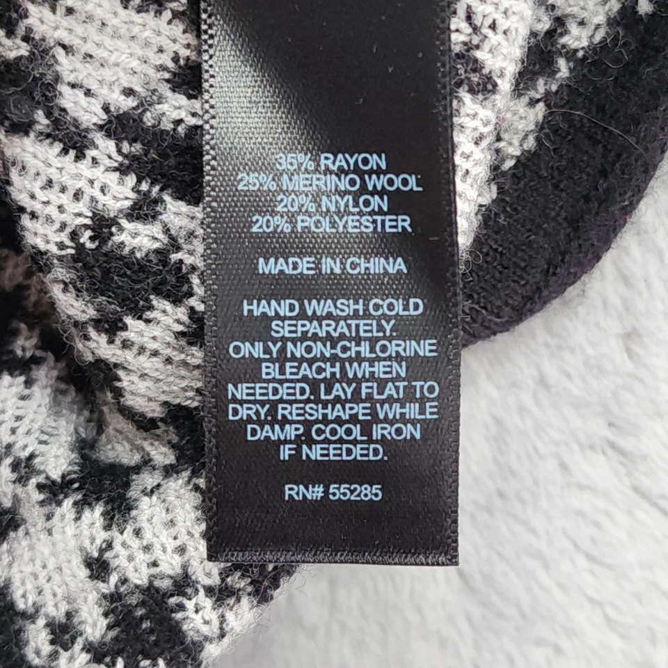 Suéter Express Mujer M Negro Blanco Pata de Gallo Rayas Mangas Lana Merino Foto 4 de 4