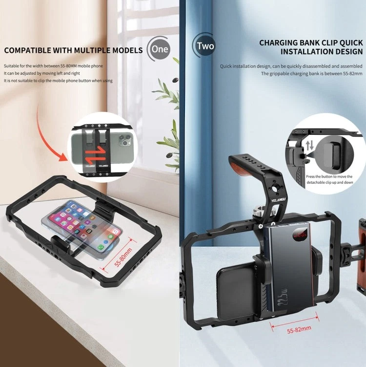 YELANGU LW101Vlogging Live Broadcast Smartphone Video Rig Handles Stabilizer Kit - Image 4 of 4