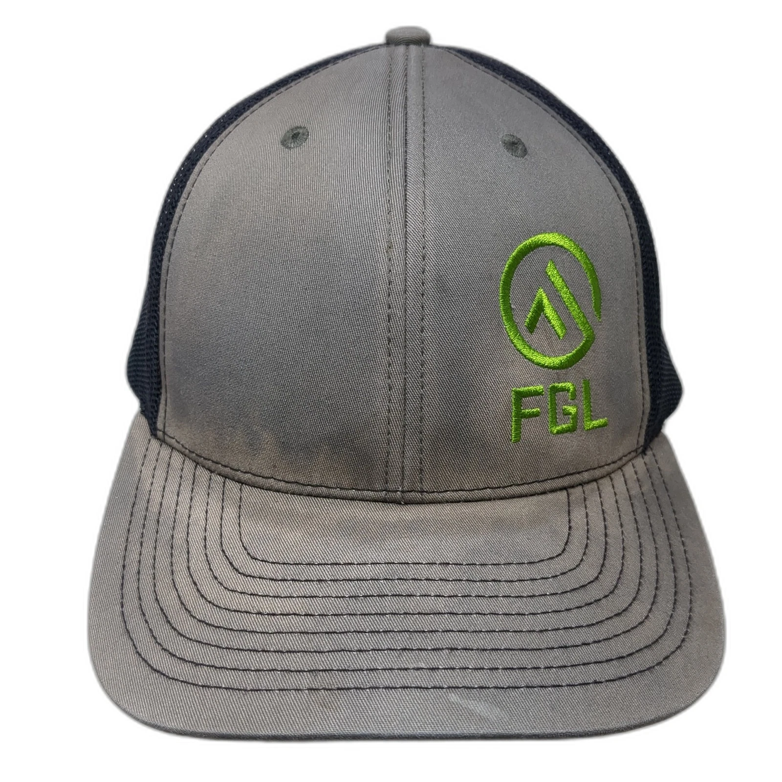 FGL Snapback Mesh Back Trucker Hat Gray One Size Embroidered Richardson