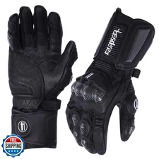 Harssidanzar Leather Motorbike Gloves for Men and Women,Powersports Carbon Fi