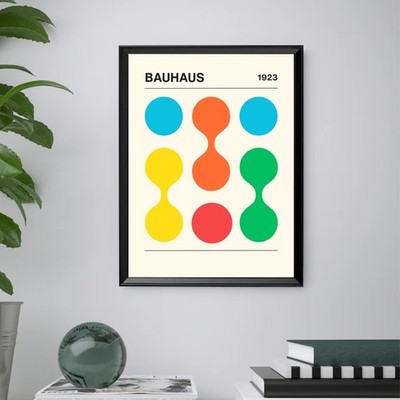 Gemälde mit modernem Druck Bauhaus Abstrakt Geometrisch. inkl. Bilderrahmen 40x30cm