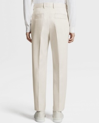 ZEGNA 'Double Pleat' Front Cotton & Wool Pants Ivory 50 EU / 34 US