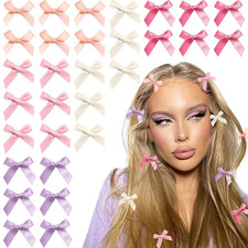 30PCS Mini Bow Hair Clips 5 Colors Cute Hair Bows Clip Kawaii Hair Ribbon Clips