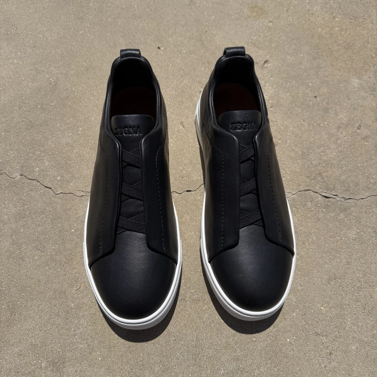 Black Leather Upper Casual Ermenegildo Zegna Shoes for Men for